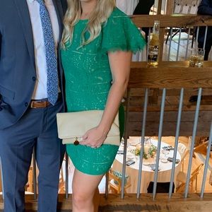 Green lace mini dress